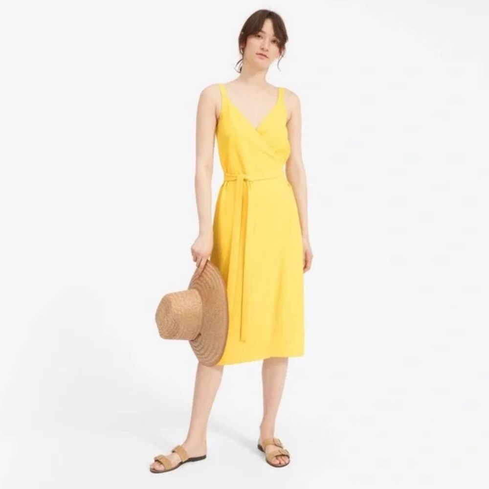 EVERLANE Japanese Go Weave Midi V Neck Wrap Dress